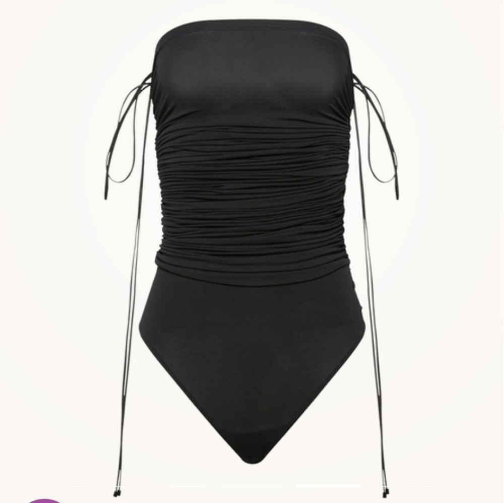 Wolford Black Strapless Ruched Bodysuit